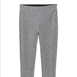 H&M METALLIC SILVER LEGGINGS/PANTS SIDE ZIP